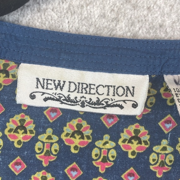 Vtg New Direction boho blouse embroidered pin tuck pleats 1/4 button cotton S - Picture 2 of 9